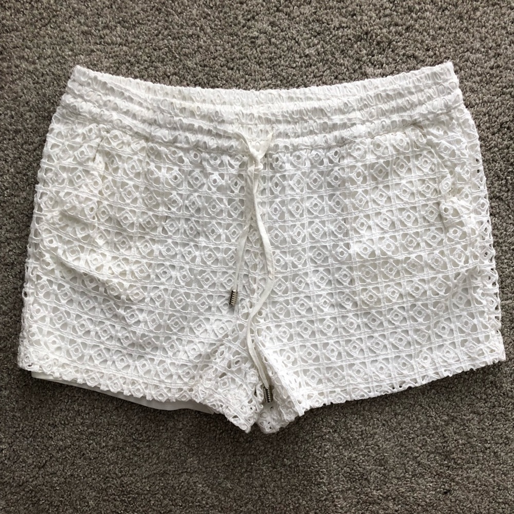 Anthropologie Elevenses White Lace Shorts